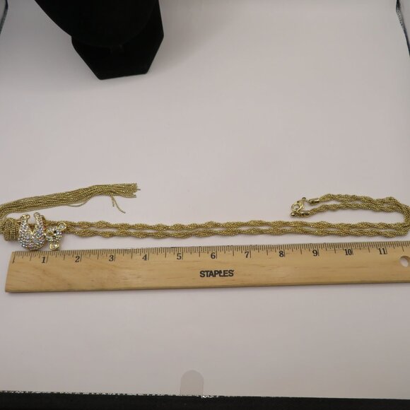 Gold Tone Tassel Rhinestone Koala Bear Necklace - Picture 10 of 14